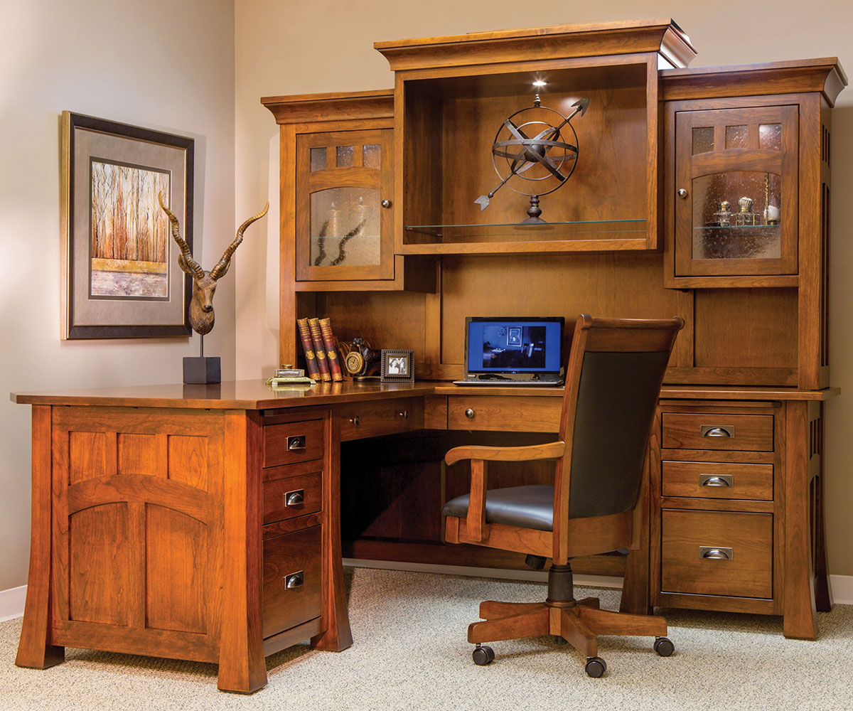 Bridgefort Mission Corner Desk With Hutch - 76"W - Image 4