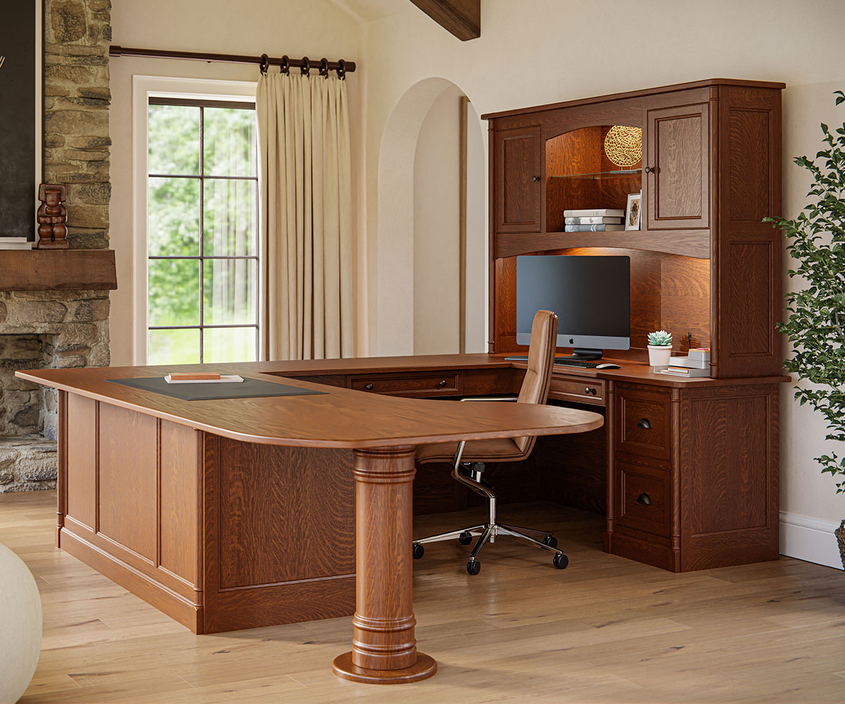 Covington U-Shaped Desk with Hutch Topper - Image 9